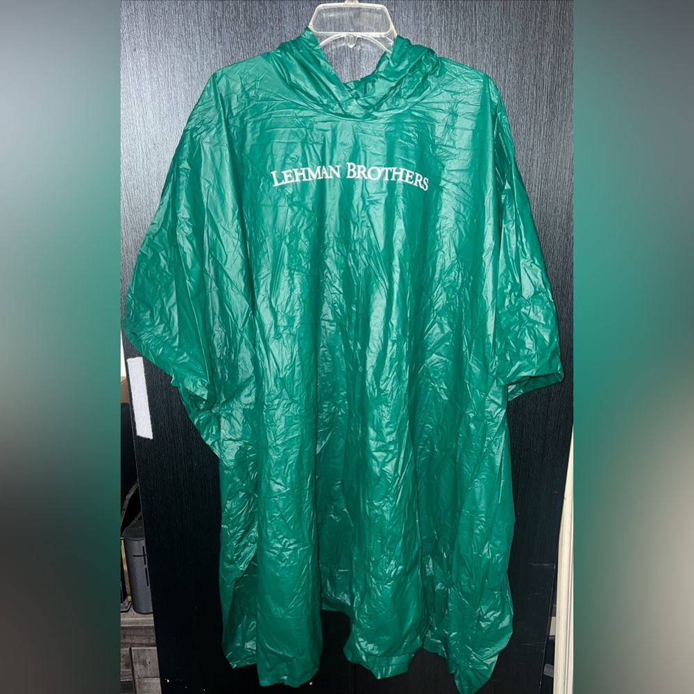 Rare Lehman Brothers Rain Poncho Green